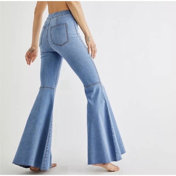 We The Free Jeans Just Float On Flare Leg Bell Bottom Blue 31 - Picture 4 of 15